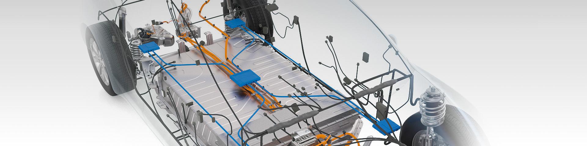 The wiring harness that is full of auto parts