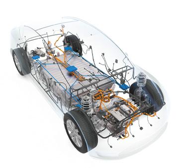 The wiring harness that is full of auto parts