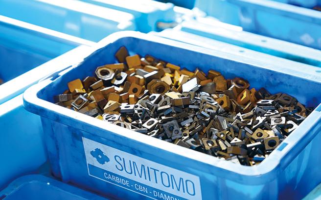 Sumitomo electric dedicated recycling box and recycling of superhard cutting tools
