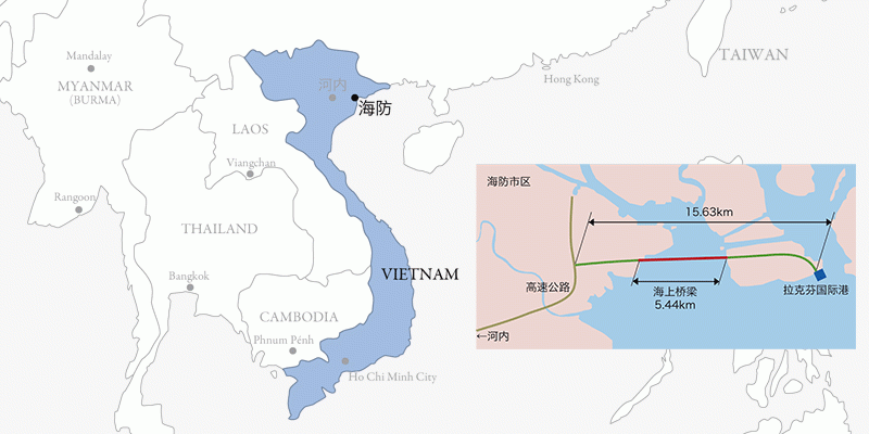 The location of the Vietnam haiphong and g the bridge profile