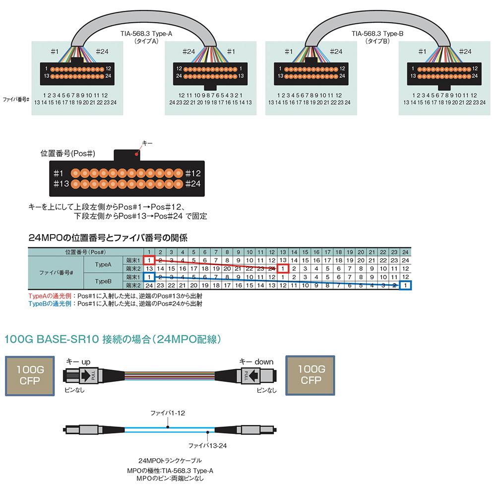 mpoコネクタの極性，ピンアサescンと基本的な接続方法