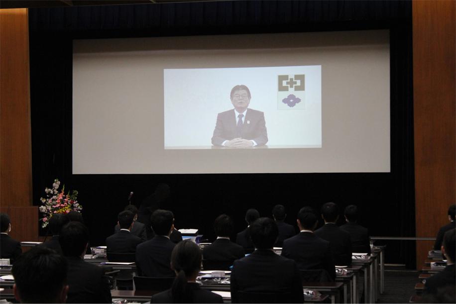 入社式での社長メッセ，ジ